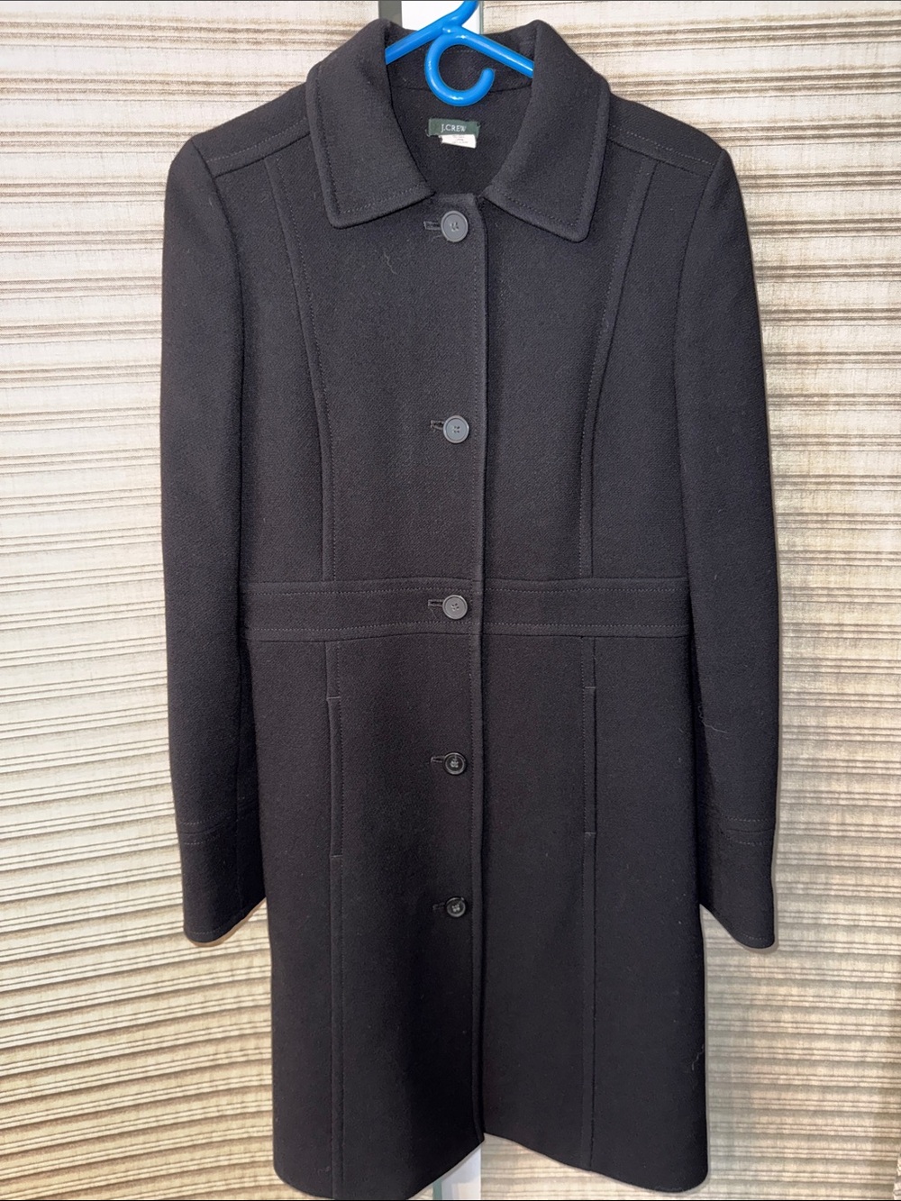 J. Crew Wool Blend Ladies Day Black Long Coat